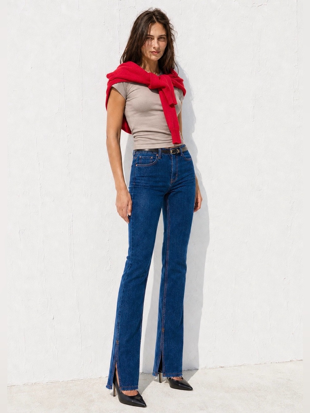 NWOT RE/DONE Denim Mid-Rise Straight Leg Jeans with Split Raw Hems | Size 24